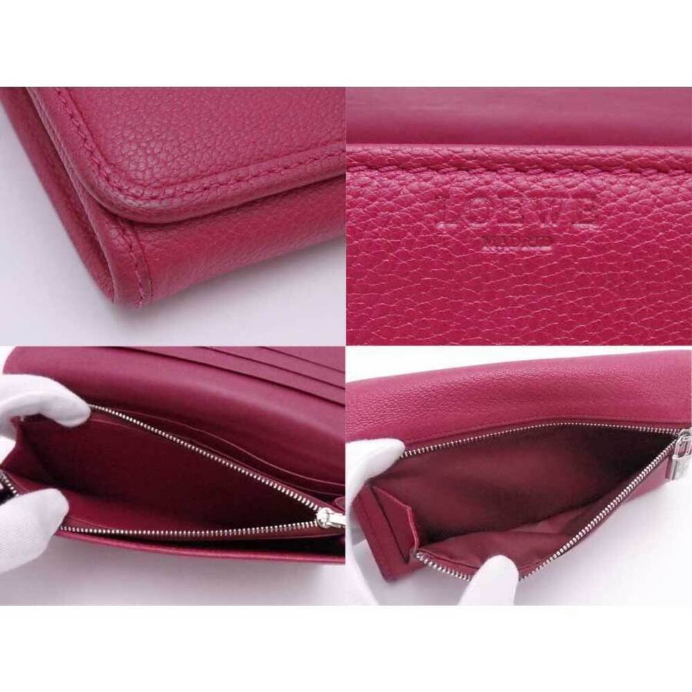 Loewe Bi Fold Long Wallet Anagram Leather Magenta Silver View 5